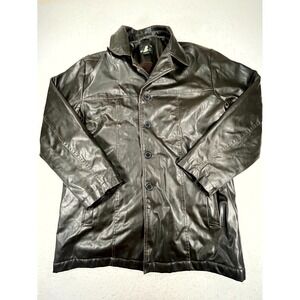 Whispering Smith Y2k Jacket Mens Large Brown Faux Leather Sherpa Lined Insulated